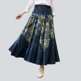 Falda vaquera con estampado de flores de colores